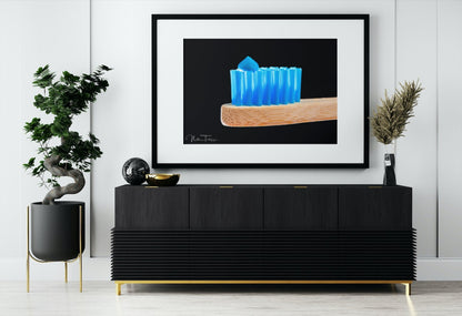 Blue toothbrush with blue toothpaste 4